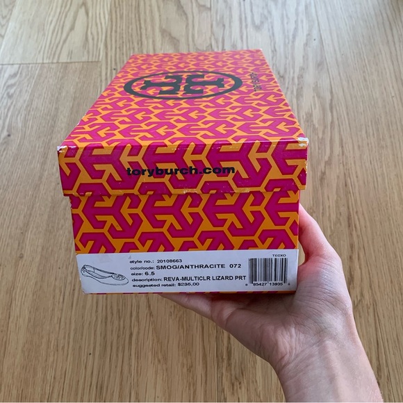 Tory Burch Grey Lizard Print Flats - Picture 6 of 6